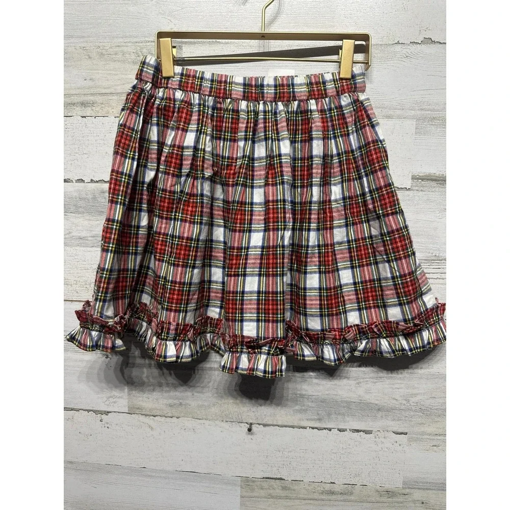 Crewcuts Plaid Skirt Girls XL Red White Blue Tartan Ruffle Hem NWT